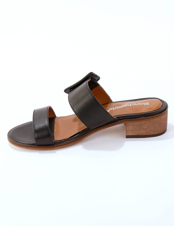 Leren muiltjes met hak (zwart)