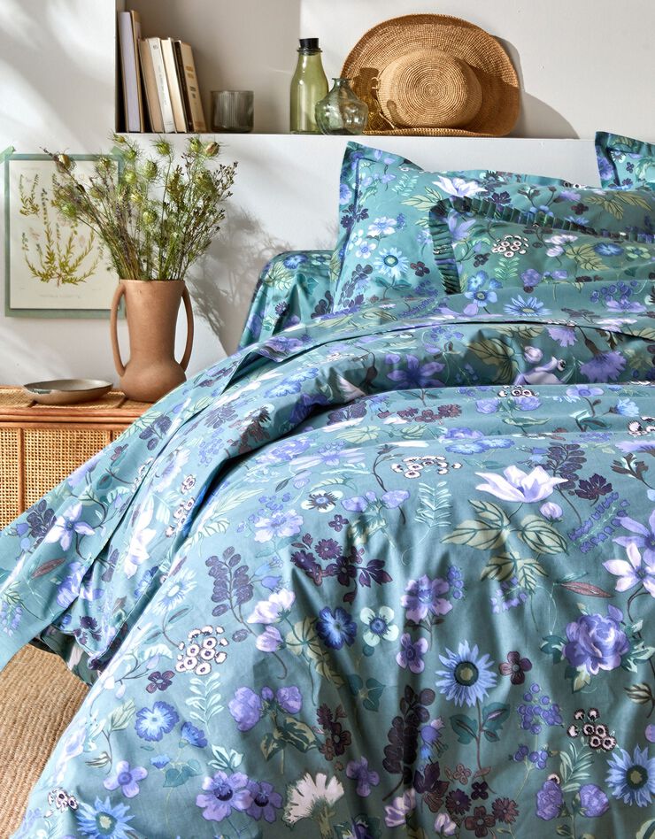 Bedlinnen Kelly in katoen met bloemenprint (groen)