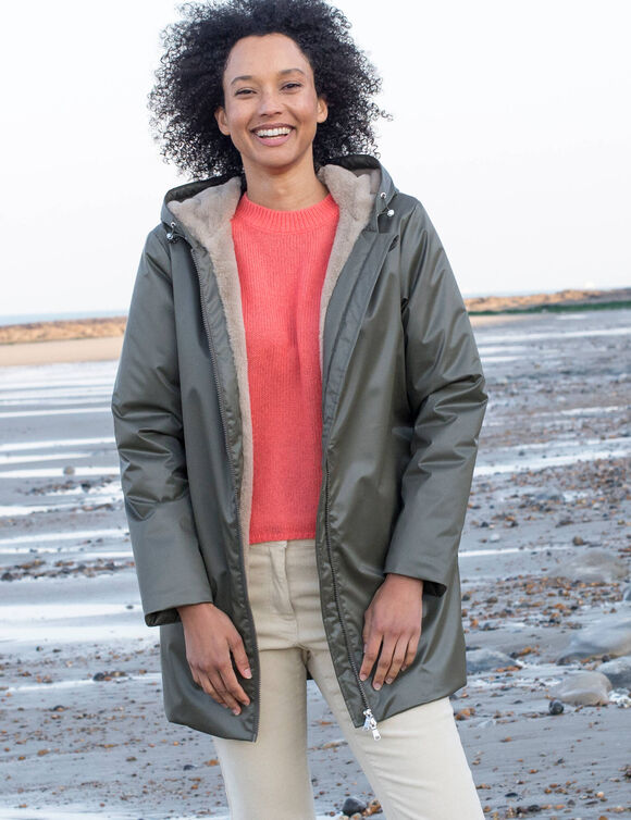 Parka imperm&eacute;able fourr&eacute;e, mi-longue (bronze)