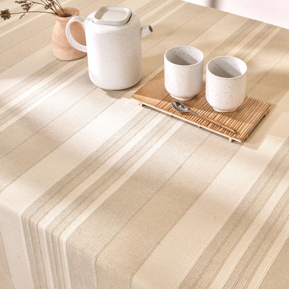 Plaid jet&eacute; multicolore coton tissage artisanal (sable)