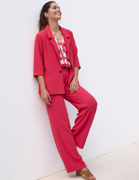 Veste manches 3/4, cr&ecirc;pe fluide (rouge)