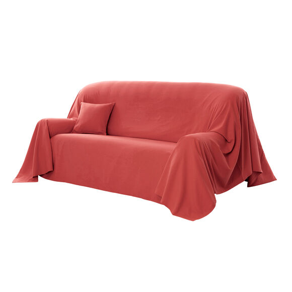 Jeté canapé coton bachette uni (terracotta)