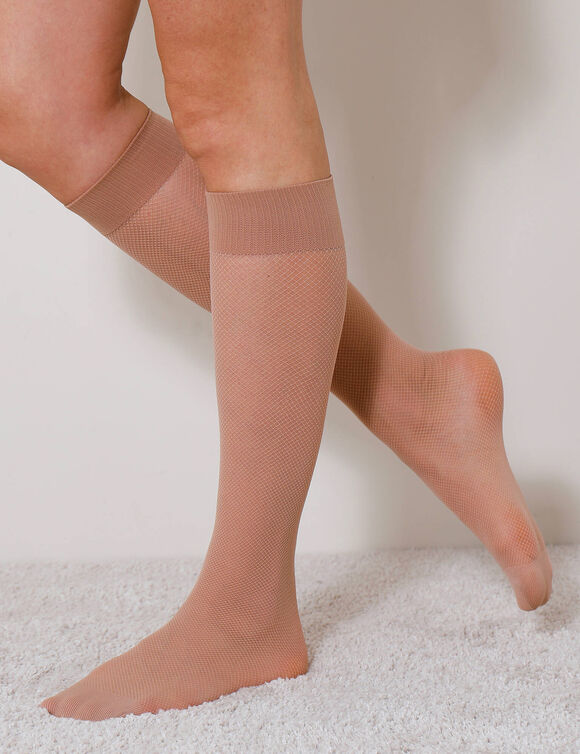 Sokken met het effect van nettricot - set van 2 paar (beige)