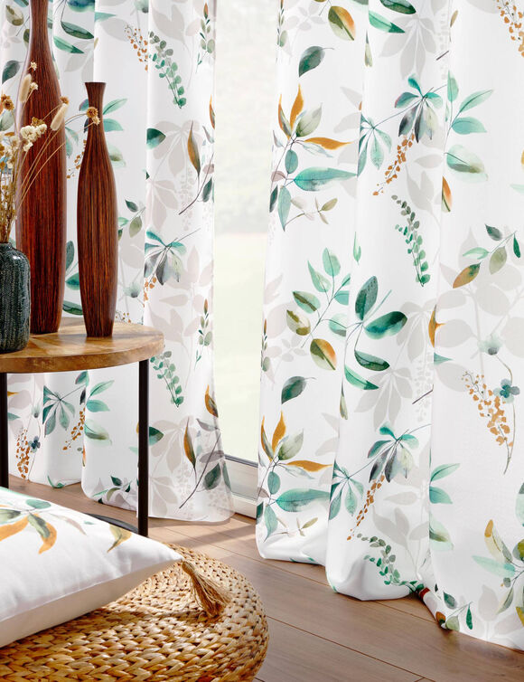 Gordijn met oogringen, bloemenprint (veelkleurig)