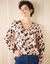 Tuniek met tweekleurige print, crêpe (roze / zwart)