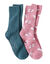 Sokken in pantoffelstijl met slipvrije nopjes &ndash; set van 2 paar (roze + groen)