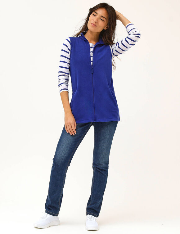 Veste zipp&eacute;e maille polaire, sans manches (bleu dur)