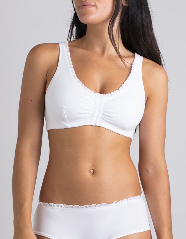 Brassière post-opératoire sans armatures- ouverture devant (blanc)