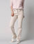 Broek in ribvelours met recht model (grijsbeige)