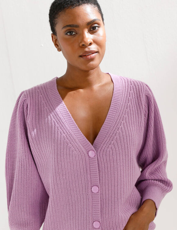 Vest met knopen en V-hals, patenttricot (parma)