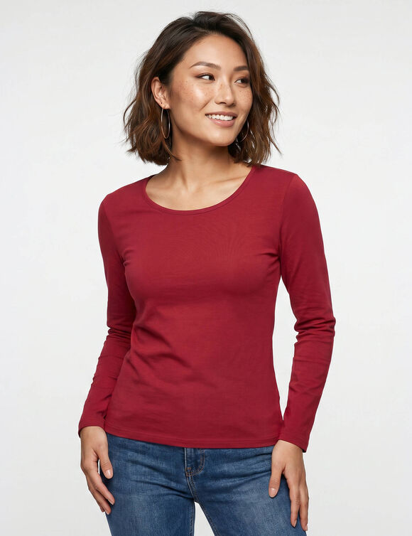 T-shirt manches longues, jersey en coton biologique(**) (prune)