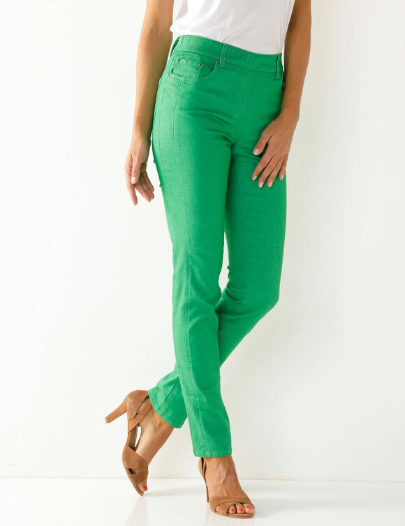 Pantalon stretch coutures affinantes (vert menthe)