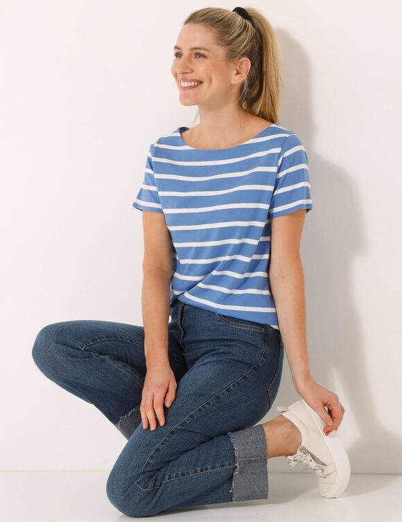 T-shirt marini&egrave;re manches courtes (bleu / blanc)