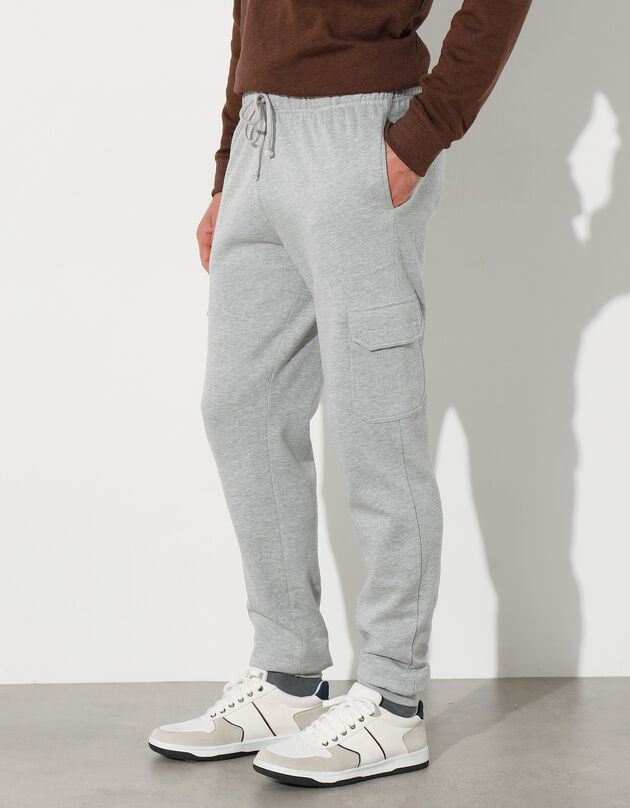 Pantalon molleton cargo (gris chiné)