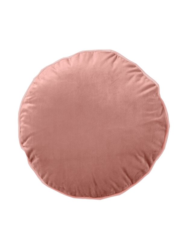 Rond, gevuld kussen in velours (roze)