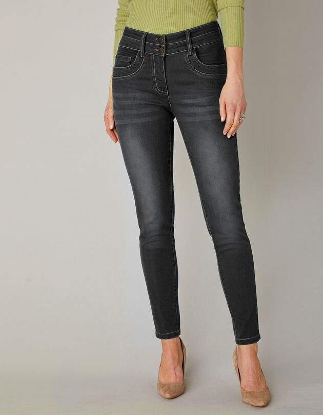 Nauwsluitende, rekbare 7/8-jeans (black)