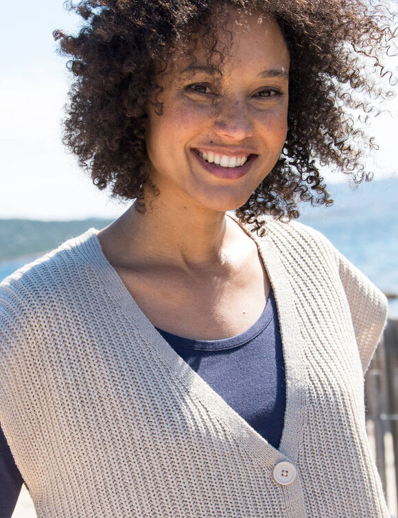 Gilet sans manches boutonné (beige chiné)