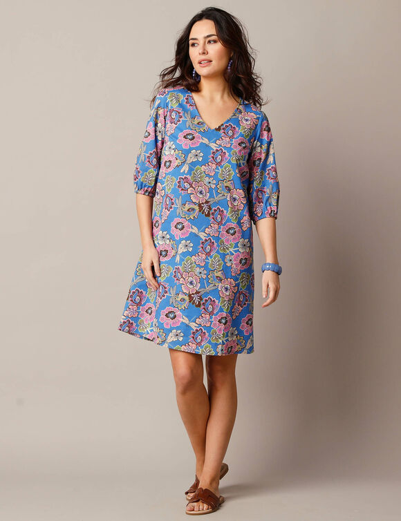 Robe housse imprimé floral (bleu)