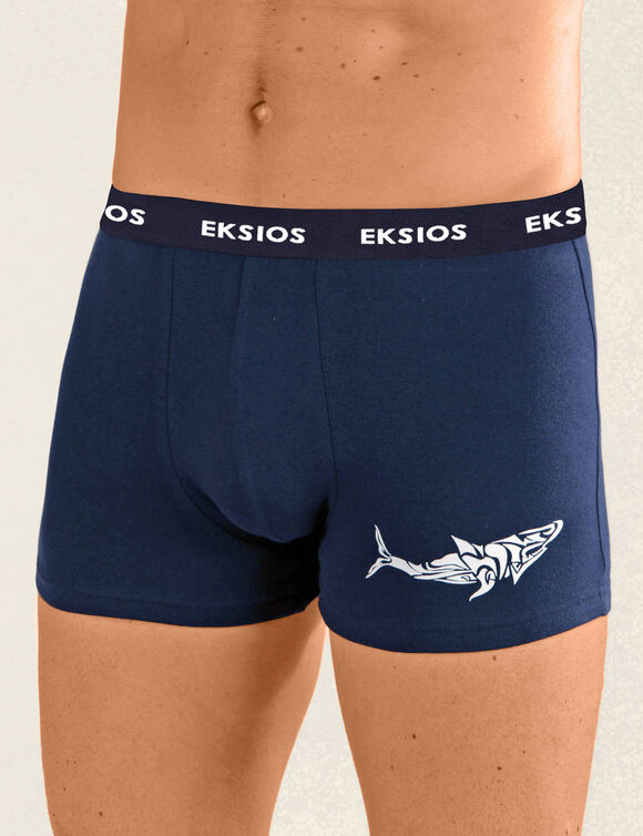 Shorty met fantasieprint - set van 4  (marine + bordeaux + grijs)