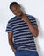 Gestreept T-shirt met ronde hals en korte mouwen - biologisch katoen (marine / gebroken wit)