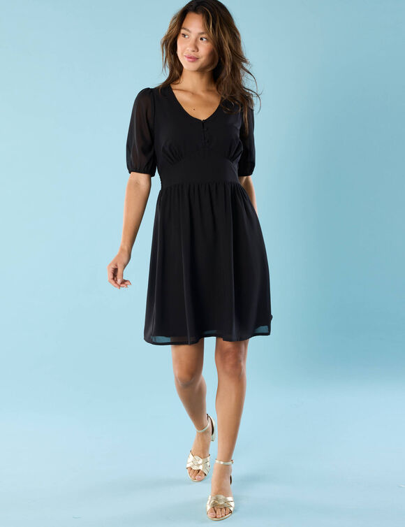 Robe courte Spécial Petites, voile uni (noir)