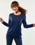 Pull col rond uni, manches longues (marine)