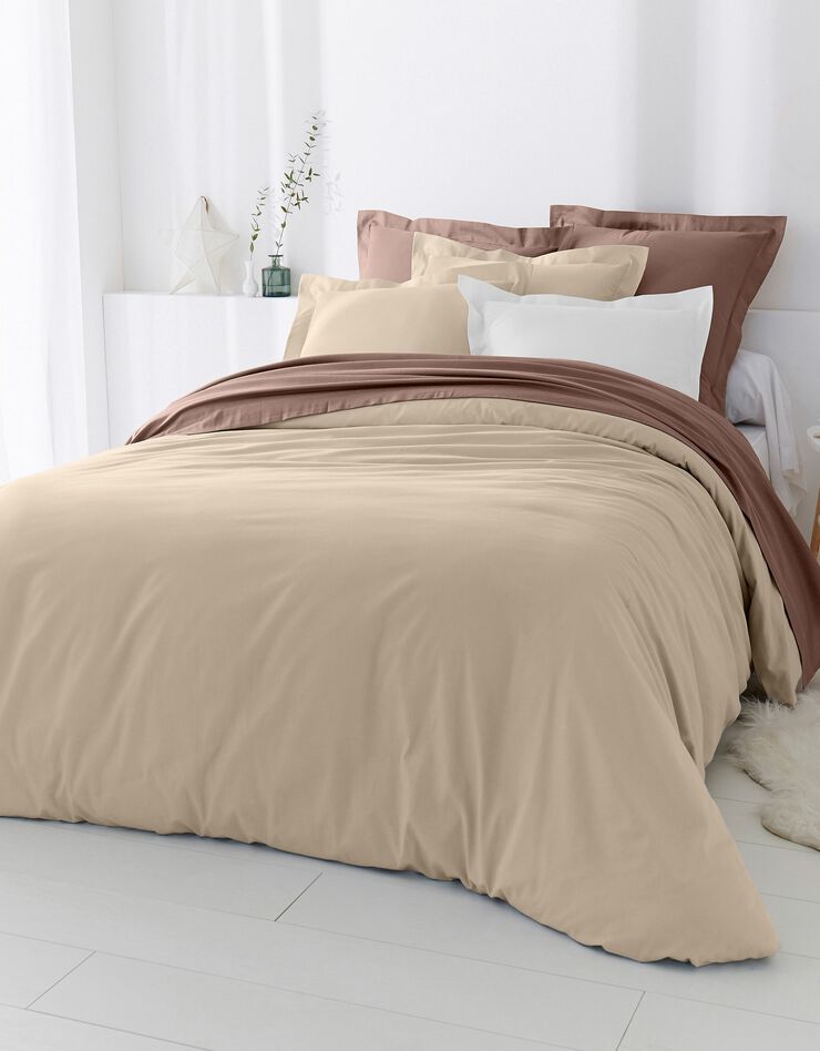 Linge de lit uni coton (taupe)