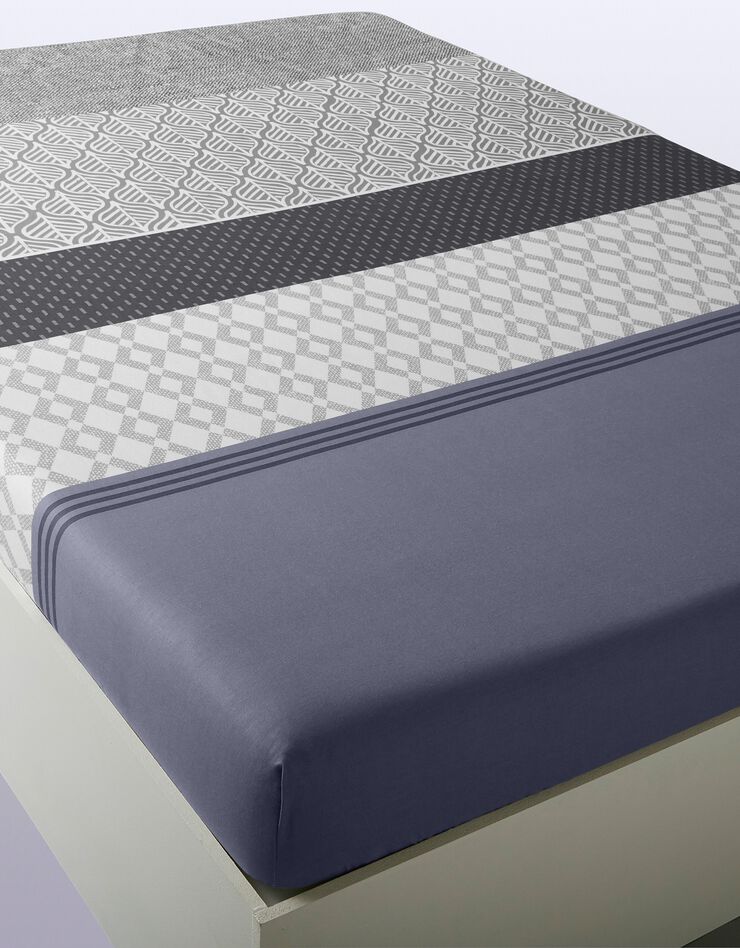 Bedlinnen Tommy in katoen met geometrische print (grijs)