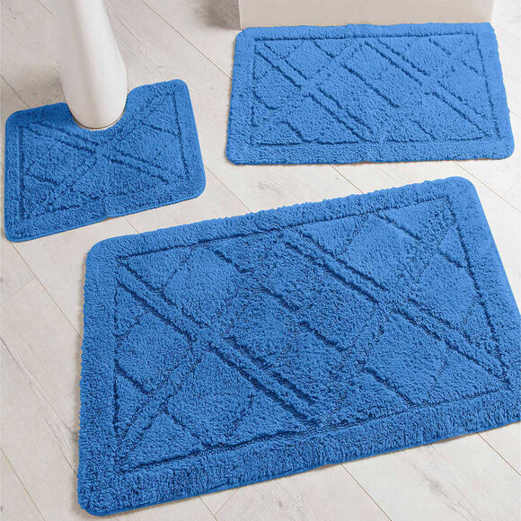 Tapis de bain losanges (bleu dur)