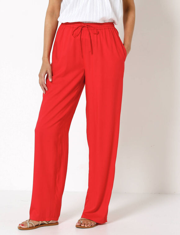Pantalon large fluide uni (rouge)