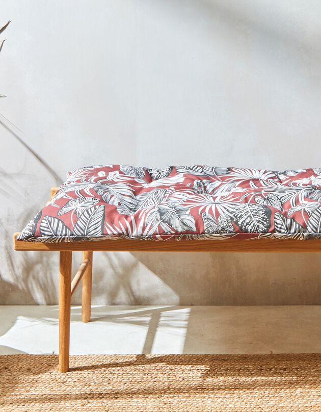 Lang decoratief kussen in katoen, tropical print (terracotta)