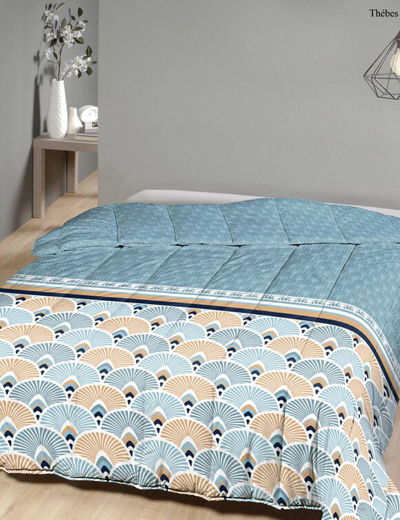Dekbed in microvezel met art-decoprint 350 g/m² (blauw / geel)