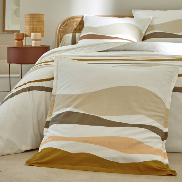 Linge de lit Ondée imprimé vague - en coton (sable)