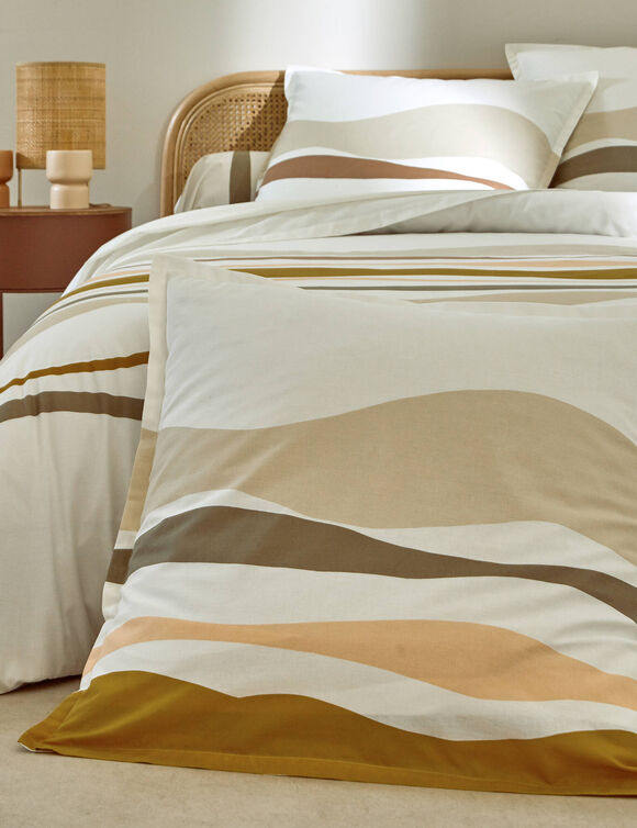 Linge de lit Ondée imprimé vague - en coton (sable)