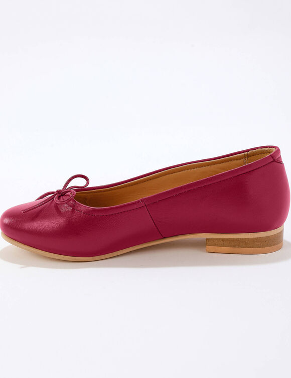 Comfortabele platte ballerina's in leer (bordeaux)