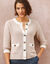 Cardigan bicolore boutonn&eacute; &agrave; poches (beige / &eacute;cru)