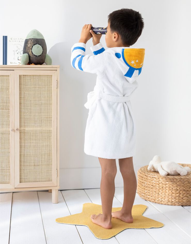 Peignoir de bain enfant astronaute éponge coton - 340g/m2 (blanc)