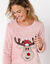 Pyjama in fleece met lange mouwen met 'rendier' motief (poederroze)