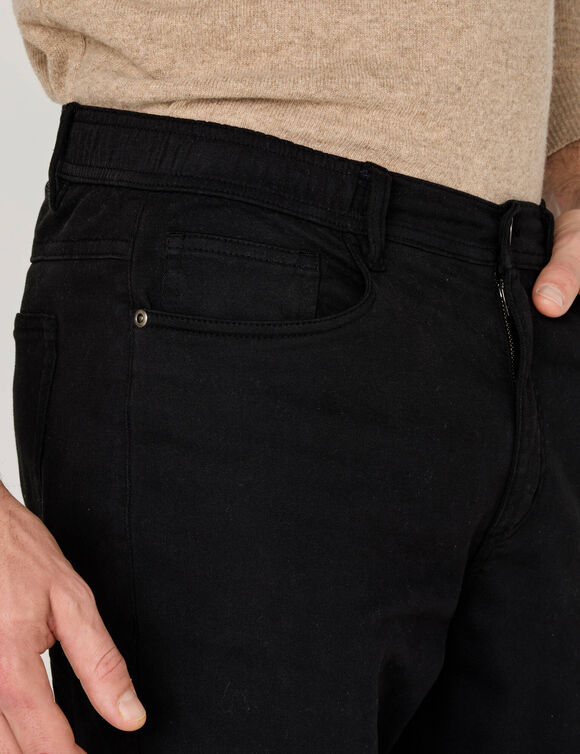 Pantalon droit 5 poches &eacute;lastiqu&eacute; c&ocirc;t&eacute;s - L28 (noir)
