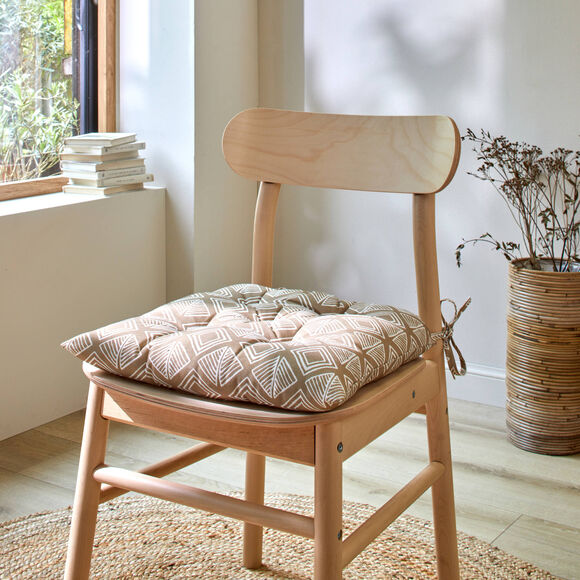 Galette de chaise imprimé géométrique - lot de 2 (beige / blanc)