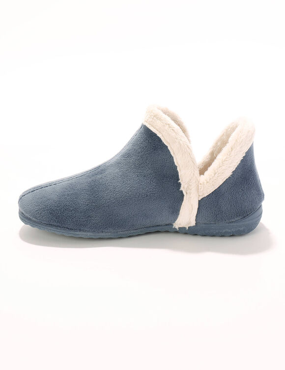 Chaussons bottillons en velours - intérieur fourré toucher peluche  (bleu)