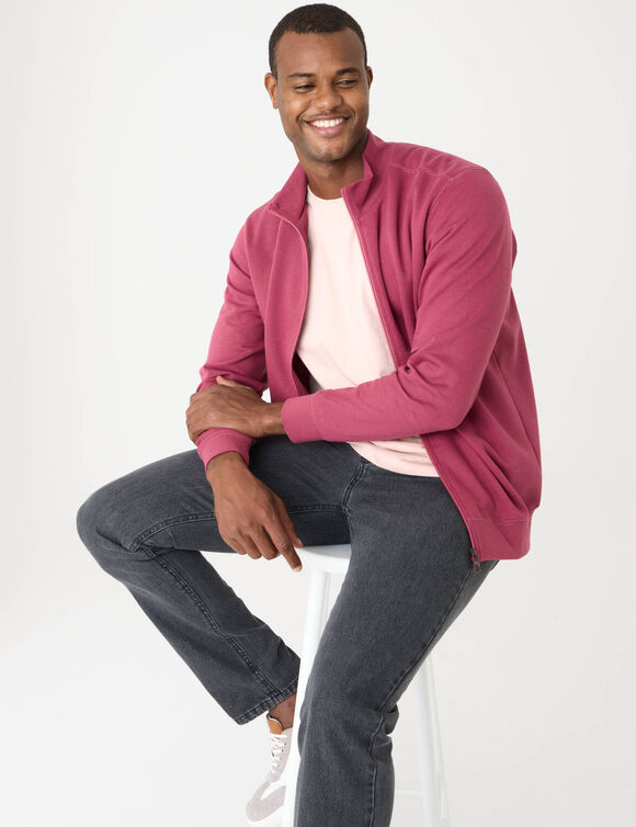 Sweat enti&egrave;rement zipp&eacute; uni (rose fonc&eacute;)