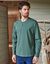 T-shirt met Tunesische hals en lange mouwen (groen)
