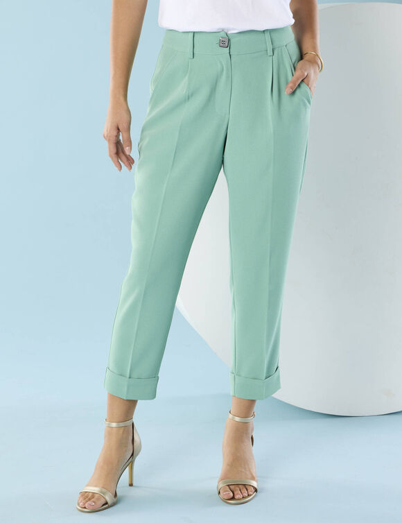 Pantalon 7/8ème fuselé, Spécial Petites (vert jade)