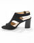 Omhullende sandalen met houten hak (zwart)