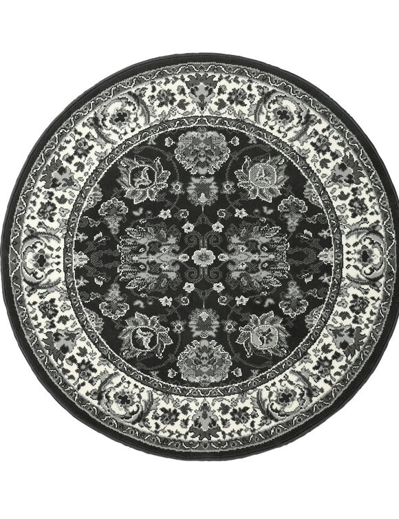 Tapis rond motifs perse (gris anthracite)