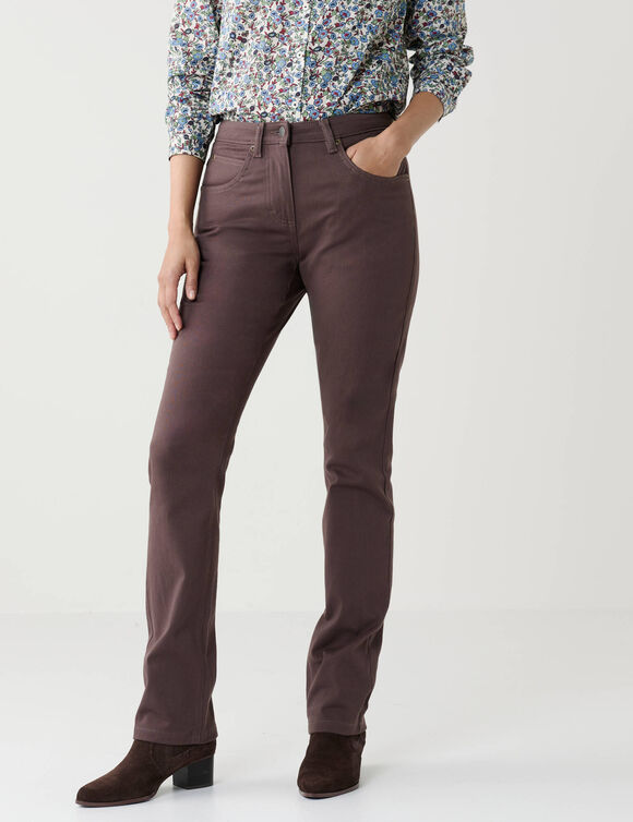 Figuurcorrigerende broek, 5 zakken (chocolade)