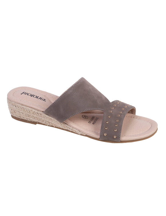 Muiltjes met sleehak in touw (taupe)