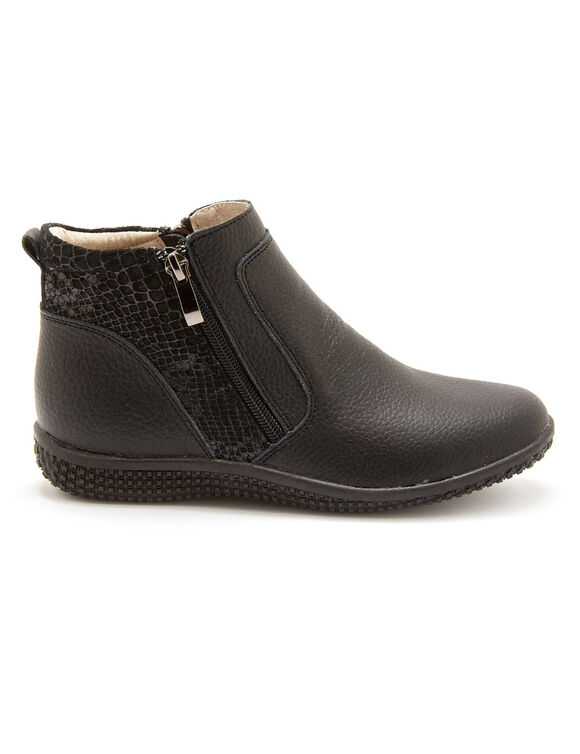 Boots met dubbele rits - verwijderbare comfortzool PÉDICONFORT (zwart)