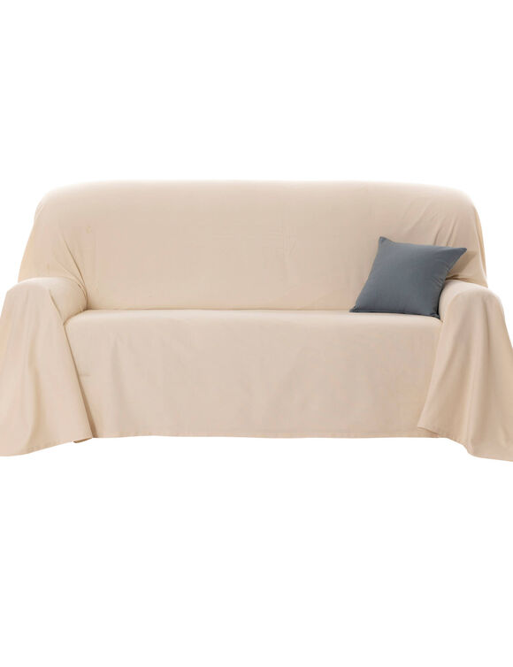 Effen sprei in zeildoekstof (ecru)